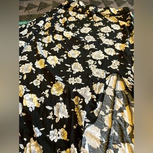 AE Made in Italy Black Floral Maxi Skirt with Side Slit One Size Rare!